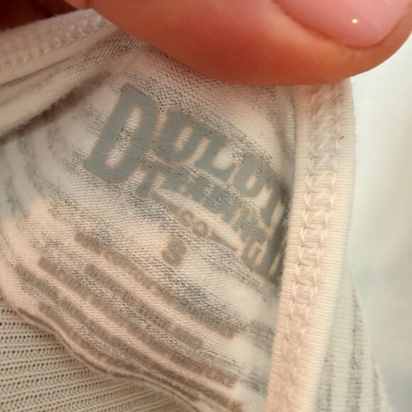 Duluth Trading Co. Women's Long Sleeve Top | Grey & White Striped | Small - Picture 2 of 5